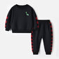 Pull deux pièces à manches longues avec coutures rouges et noires et pantalon tendance