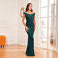 Green Sequined High Waist Fishtail Long Evening Dress