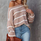 Women's Fashion Striped Lantern Sleeve Knitted Shirt