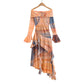Robe à manches longues irrégulières tie-dye de style européen et américain pour femme
