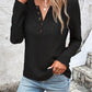 Summer Solid Color Long Sleeve Hollowed Leisure Shirt
