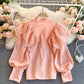 Style Retro Heavy Industry Ruffled Slim Fit All-match Temperament Shirt