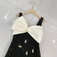 Western Style Contrast Color Bow Vest Dress