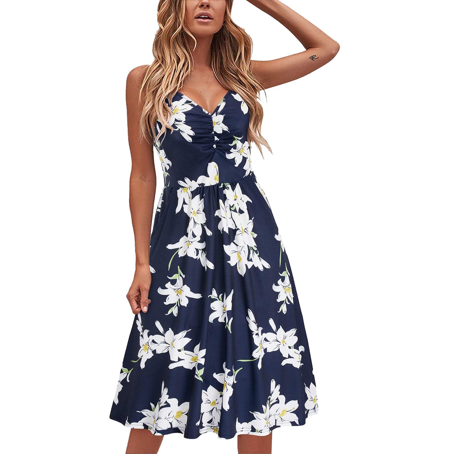 Summer New Print Suspender Backless Dress