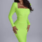 Long Sleeve Square-neck Elegant Slim-fit Dress