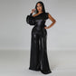 Autumn And Winter New Wide-leg Pants Solid Color Evening Dress Jumpsuit