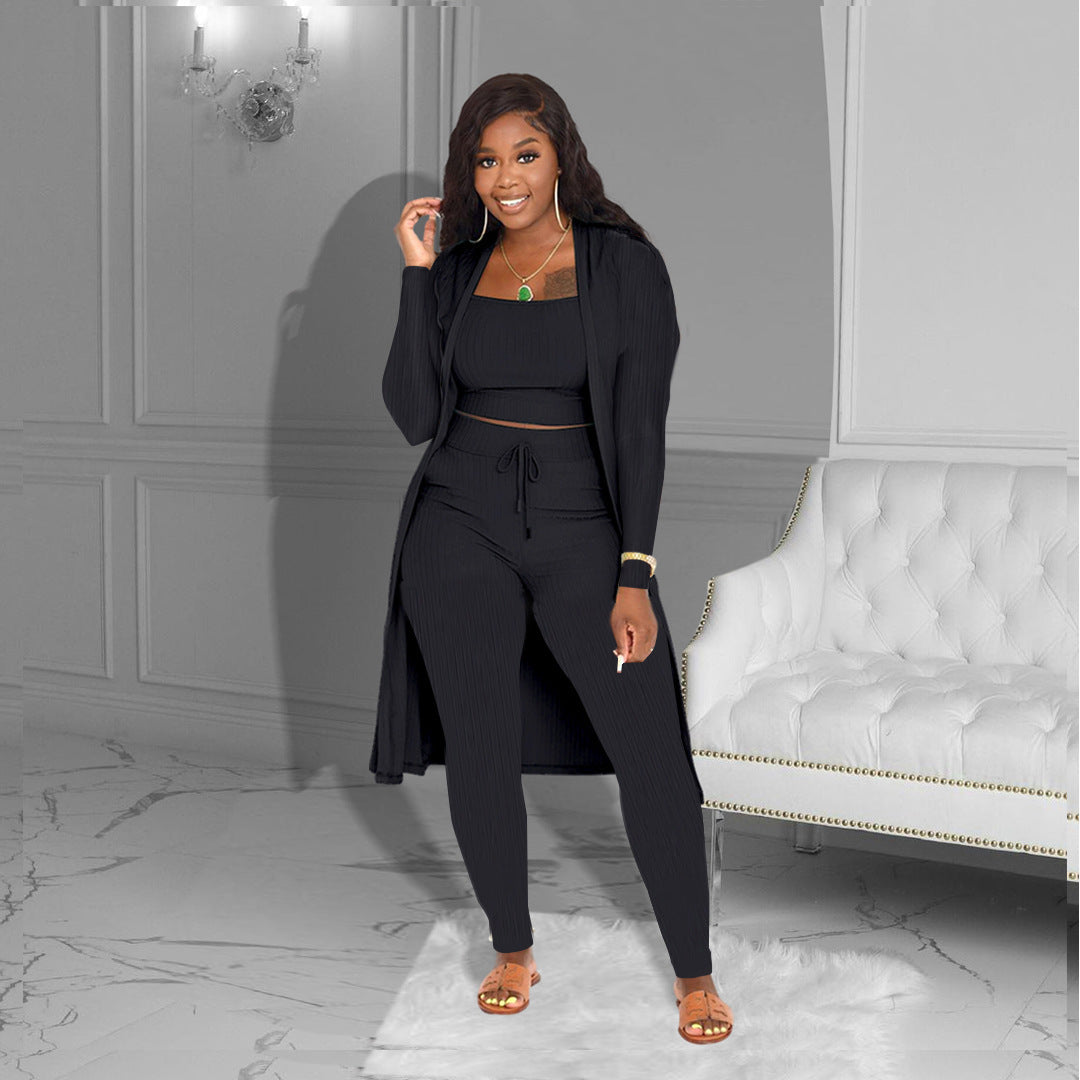 New Autumn And Winter Women's Clothing Fashion Coat And Trousers Three-piece Suit