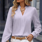 V-neck Long-sleeved Chiffon Shirt Lace Stitching Solid Color Tops Women Clothing