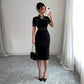 High-neck Solid Color Dress Women