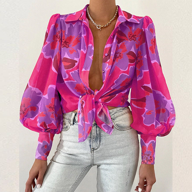 Popular Printed Shirt Women's Cardigan
