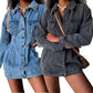 Long Sleeve Denim One-piece Dress Mid-length Jacket