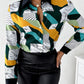 Women's Fashion Casual Polo Collar Button Printed Shirt