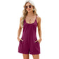 Solid-color Casual Jumpsuit With Straps Loose Fit And Patch Pockets