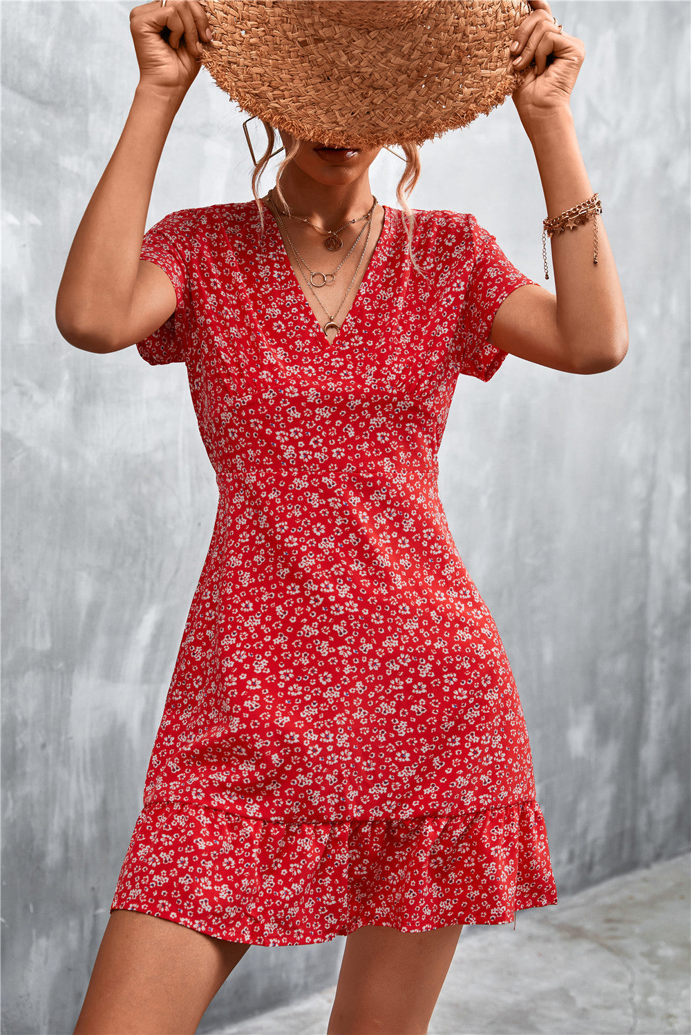 Women's Fashion Personality V-neck Floral Dress