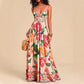 New Strap Print V-Neck Extra-Long Knitted Dress
