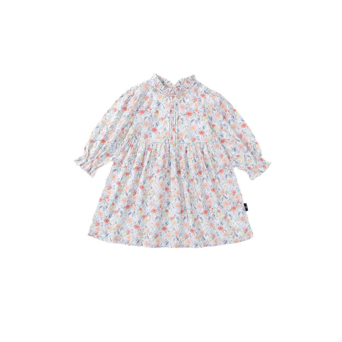 Robe fleurie en coton pour fille, style pastoral, manches bouffantes