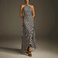 Sleeveless Backless Zebra Print Dress Formal Gown