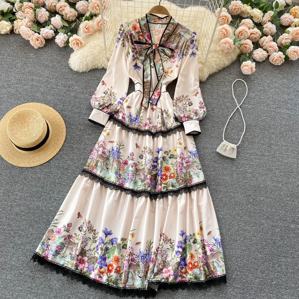 Royal Court Style Floral High-end Sense Dress