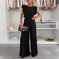 Round Neck Sleeveless Top Pleated Wide-leg Trousers Two-piece Set