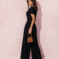 Solid Color And V-neck Waist Trimming Short-sleeved Casual Trousers Jumpsuit