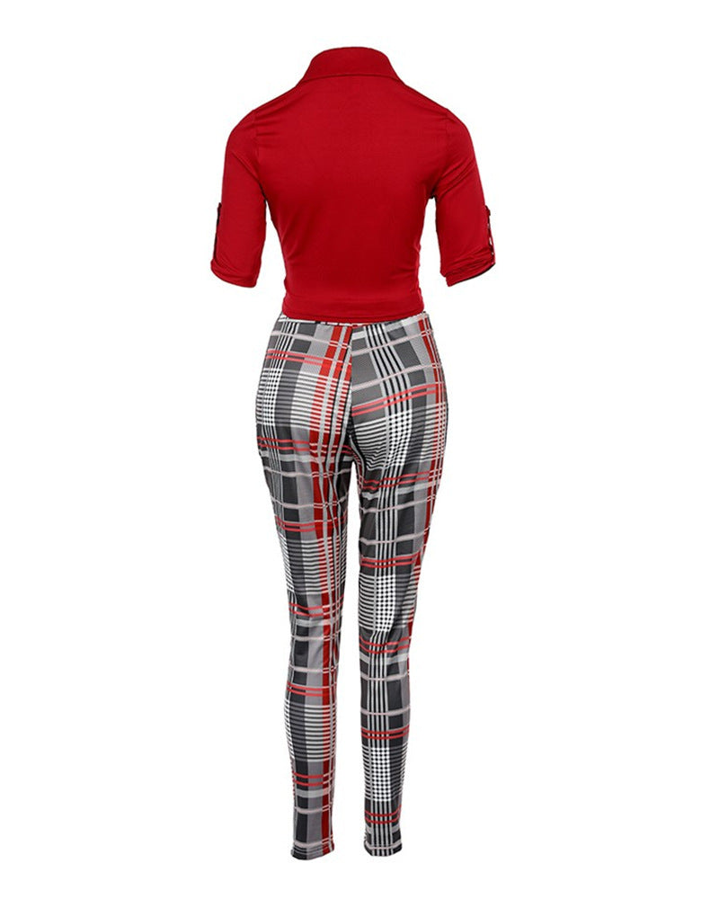 Ensemble polo à manches longues et leggings à la mode