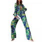 Fashion Printed Loose Long Sleeves Shirt Straight-leg Pants Spring And Autumn Women's Clothing