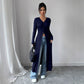 European And American Solid Color Long Button Cardigan Slim Fit Slimming Top Women