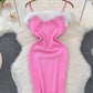 Furry Stitching Hip Base Sling Dress