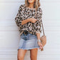 Street Long Sleeve Lantern Sleeve Loose Leopard Print Knitted Sweater