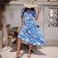 Robe élégante à volants multicouches et à grandes fleurs pour femme