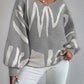 New Lantern-sleeved Pullover Sweater Fashion Line Printed Loose Tops Women's Clothing