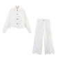 European And American Style Hollow Embroidered Jacket Wide Leg Trousers