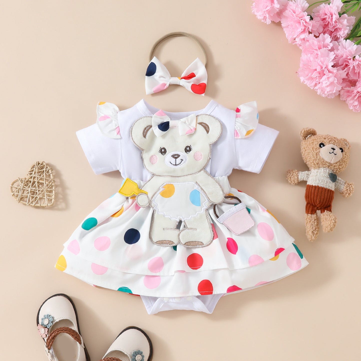 Girls' Cute Frog Short-sleeved Double-layer Dress