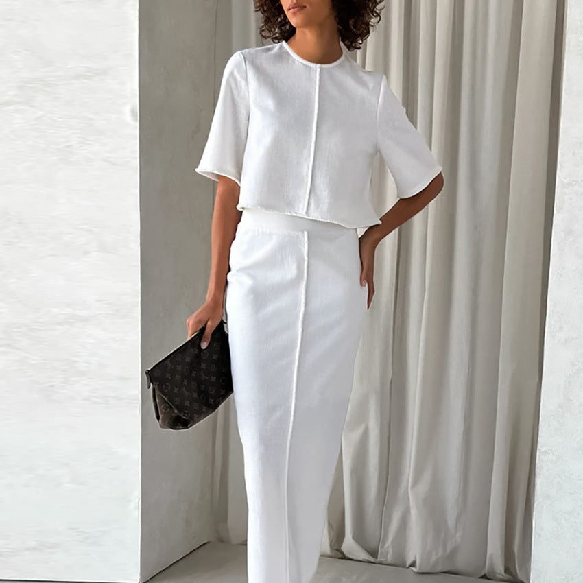 Costume slim en coton et lin pour femme, coupe ajustée et tendance