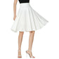 New Arrival Fashion Women Solid Flared Retro Casual Knee Length Pleated Midi Office Work Skirt