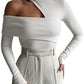 Women's One Shoulder Cutout Long Sleeve Turtleneck Top