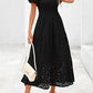 Square Collar Puff Sleeve Pleating Mesh Short Sleeve Dress