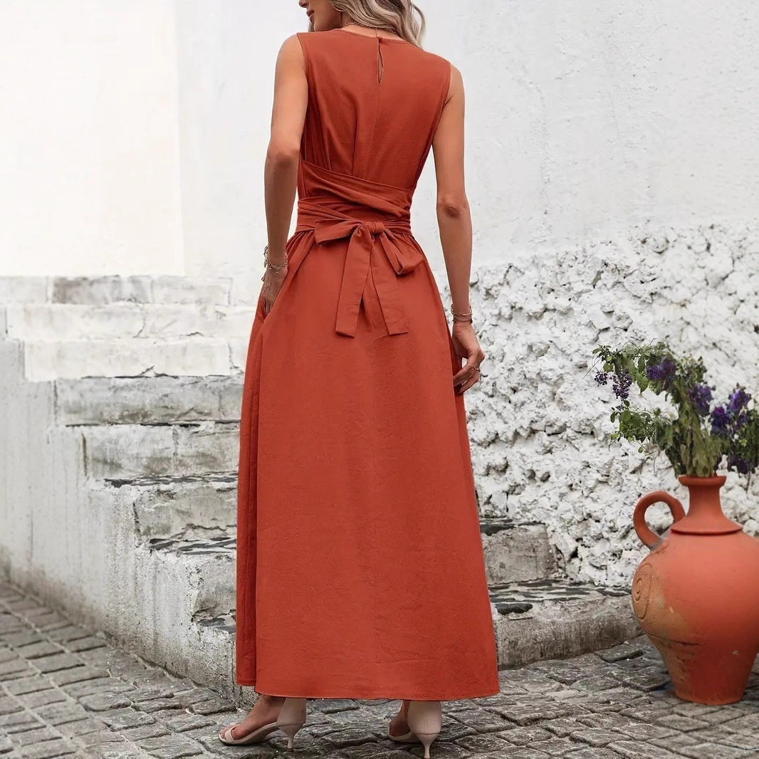 Womens Casual Chic Asymmetrical Twist-Waist Dress