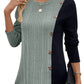 Women's Color Matching Color Contrast Button Split Casual Long Top