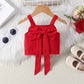 Summer New Girls' Suit Strappy Bow Top With Tulle Skirt Two-piece Set