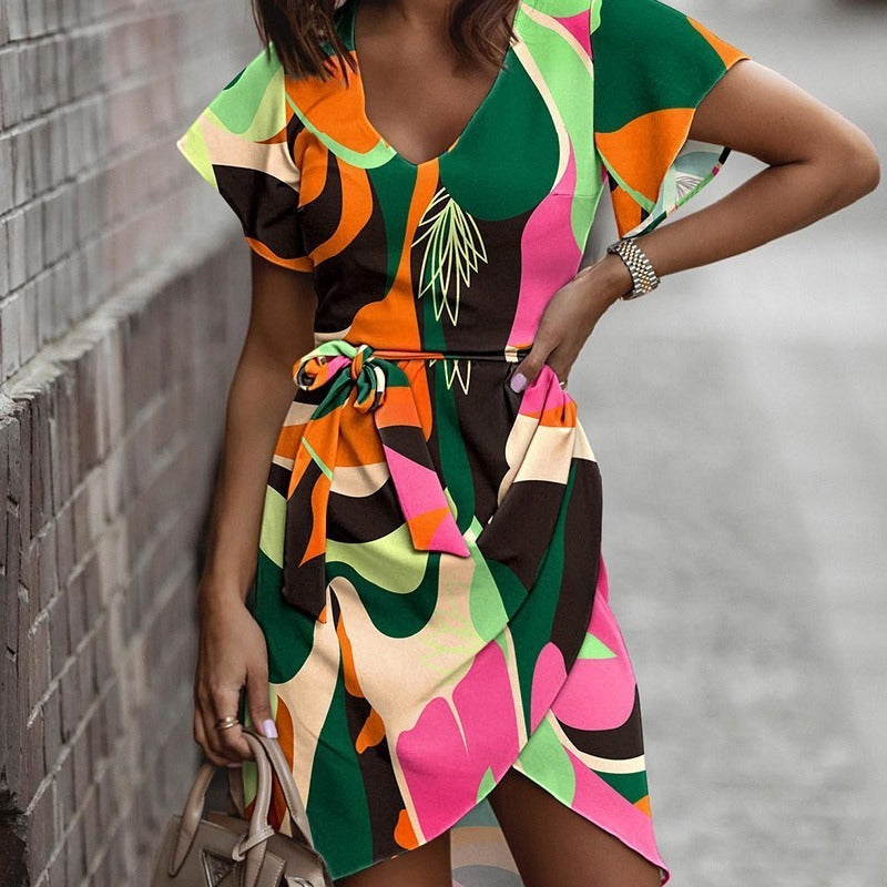 Robe imprimée mi-taille pour l'été