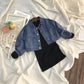 Girls Set Denim Jacket Coat Plus Dress