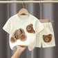T-shirt à manches courtes en coton avec dessin animé pour garçon et fille