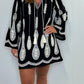Hollow Artistic Elegant Design Spring Printed V-neck Nightgown