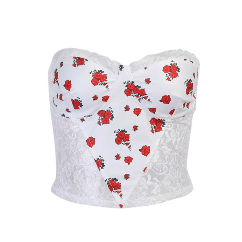 Ladies' Fashionable Splicing Show Bust Tube Top