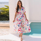 European And American Leisure All-match Multicolor Printed Cropped Dress
