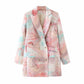 Women's New Graffiti Print Double Breasted Suit Jacket