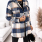 Long-sleeved Single-breasted Plaid Print Shirt Collar Woolen Jacket