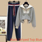 Combinaison de sport printemps rayée col marin pull zippé