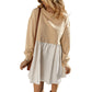 Jupe courte plissée à blocs de couleurs tendance, longueur genou, pour femmes, style européen et américain, robe ample à manches longues